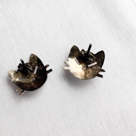 Vintage Sterling Cat earrings - Picture 3 of 6